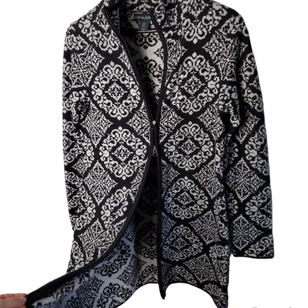 CYNTHIA ROWLEY Scroll Print Women's Long Sleeve Dress Jacket - Picture 5 of 9